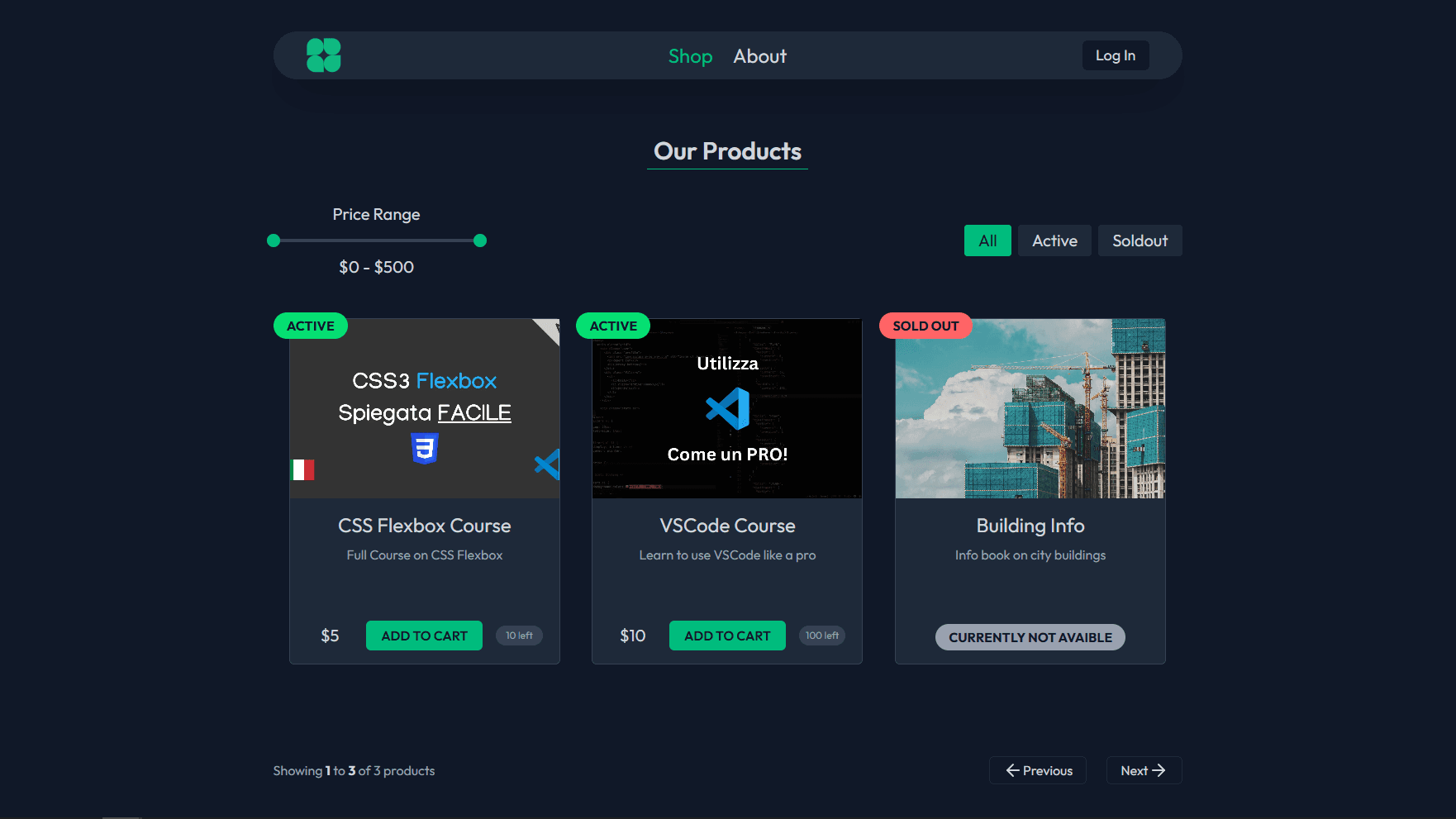 Image of Shoppy Website.